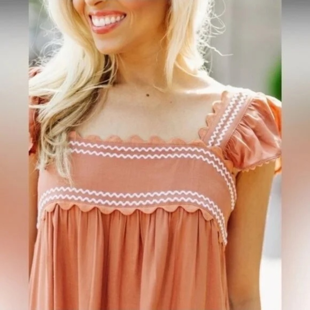 Burnt orange ruffle dress